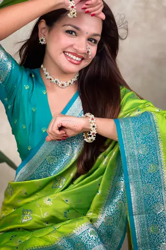 banarasi jaal zari woven silk blend saree