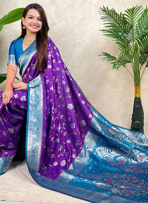 banarasi jaal zari woven silk blend saree 2