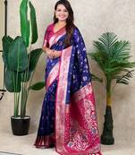 banarasi jaal zari woven silk blend saree