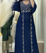 Royal Navy Blue Hand Embroidered Stitched Kaftan Dress – Elegant Party & Occasion Wear