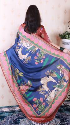 soft tussar silk blend pichwai traditional printed zari woven saree 5