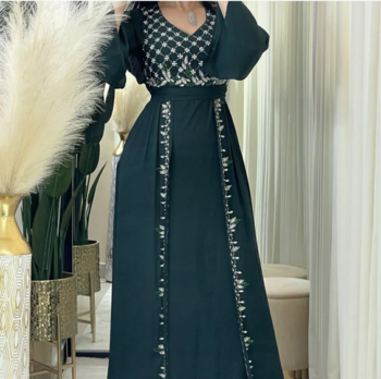 Emerald Green Hand Embroidered Georgette Stitched Kaftan     Designer Party & Festive Wear for Women 1
