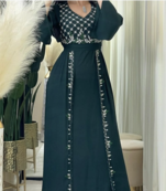 Emerald Green Hand Embroidered Georgette Stitched Kaftan – Designer Party & Festive Wear for Women