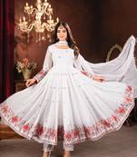 white Faux blooming embroidered sequin suit set with dupatta     elegant designer outfit with moti lace work