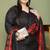 Black cotton blend printed ready to wear patiala salwar suit