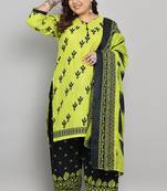 Neon yellow cotton blend printed ready to wear patiala salwar suit