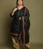 Green cotton blend printed ready to wear patiala salwar suit