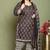 Brown cotton blend printed ready to wear patiala salwar suit