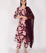 Women's cotton blend  floral printed kurta & pant with dupatta