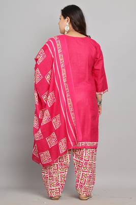 Pink cotton blend printed ready to wear patiala salwar suit 2