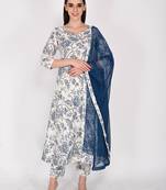 Women's cotton floral printed kurta & pant with dupatta