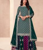 blooming chinon based green gharara suit for women-Full Stitched free size