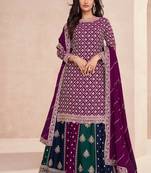 blooming chinon based magenta gharara suit for women-Full Stitched free size