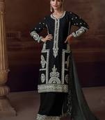 black chinon Pakistani salwar suit for women wedding wear-Full Stitched free size
