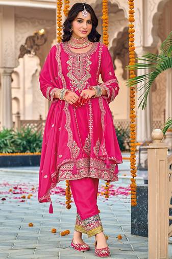 pink peplum style suit for women wedding wear-Full Stitched free size
