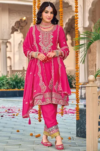 pink peplum style suit for women wedding wear-Full Stitched free size