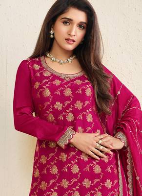 jacquard magenta palazzo suit for women ethnic wear 2