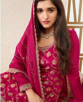 jacquard magenta palazzo suit for women ethnic wear 3