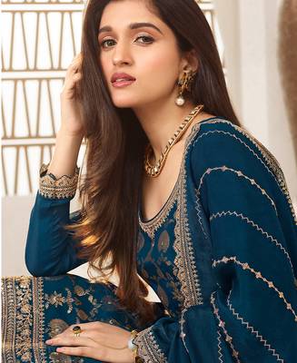 jacquard blue palazzo suit for women ethnic wear 3