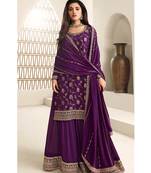 designer jacquard purple palazzo suit for women ethnic wear