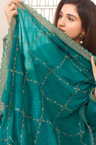  jacquard sky blue palazzo suit for women ethnic wear