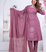 Cotton cambric  straight  kurti-pant-dupatta  set