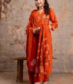 Cotton floral  straight  kurti-pant-dupatta  set