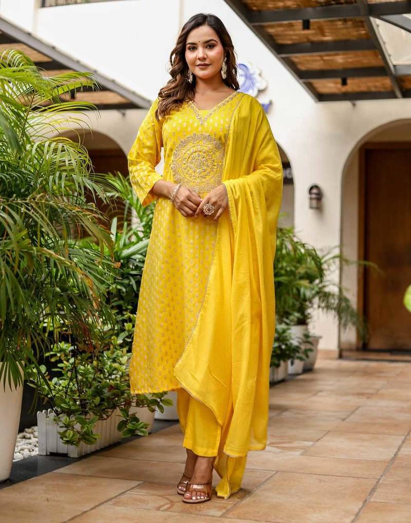 Cotton zari   kurti-pant-dupatta  set