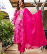 Cotton zari   kurti-pant-dupatta  set