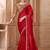 red satin silk blend sequince work brocade designer blouse party wear saree 