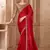red satin silk blend sequince work brocade designer blouse party wear saree 
