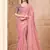 baby pink crush satin georegtte sequince & reasham work satin silk blend designer blouse party wear saree 