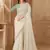 off-white georgette sequince & thread work satin silk blend designer blouse party wear saree