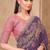 plum satin silk blend sequince & resham work satin silk blend designer blouse party wear saree