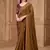 dark golden satin georgette brocade silk blend with net designer blouse party wear saree