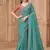turquoise crush satin georgette sequince & thread work tussar silk blend with net designer blouse party wear saree