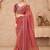 salmon tissue oraganza sequince & thread work satin silk blend designer blouse party wear saree