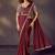 maroon soft silk blend dual sequins embroidery, pearl, stone handwork with blouse & belt designer party wear saree