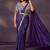 purple satin silk blend dual sequins embroidery, pearl, stone, handwork with blouse, belt designer ready to wear saree