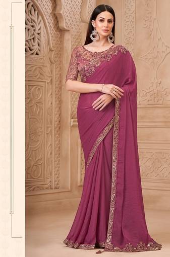 mulbery georegtte sequince & resham work brocade silk blend designer blouse party wear saree