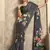 gray satin silk blend digital printed saree