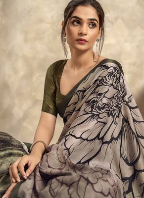 multicolour satin silk blend digital printed saree 3