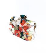 Black floral embroidered clutch