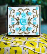 White floral embroidered clutch