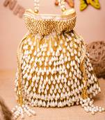 Beige pearl potli bag