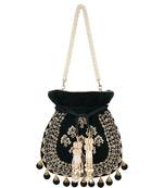 Bottle green sequin embroidered potli bag