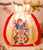 Cream embroidered potli bag