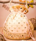 Peach mirror embroidered potli bag