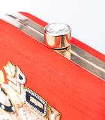 Red embroidered clutch