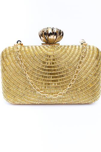 Gold embroidered clutch